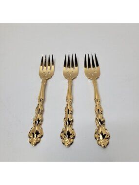 Oneida Community Gold Beethoven Golden Electroplate Flatware Set of 3 Salad Fork
